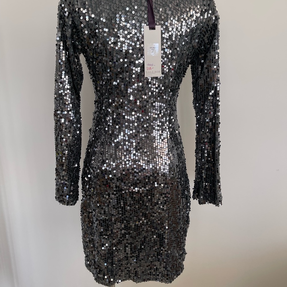 Hale Bob Glittering Black Sequin Mini Dress - Picture 3 of 10